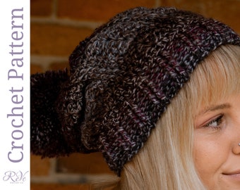 Bloomin' Comfy Crochet Beanie Pattern. DIY hat or toque with ribbed cuff and adjustable sizing. Messy Bun Hat option.