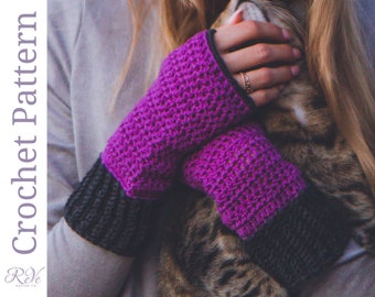 Crochet Fingerless Gloves Pattern: Long Cuffs Arm Warmers (PDF Pattern)
