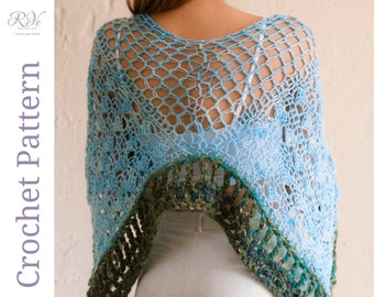 Lace Shawl CROCHET PATTERN. An unusually shaped wrap, almost a capelet, created using 2 different yarn thicknesses. Strolling Along Shawl.