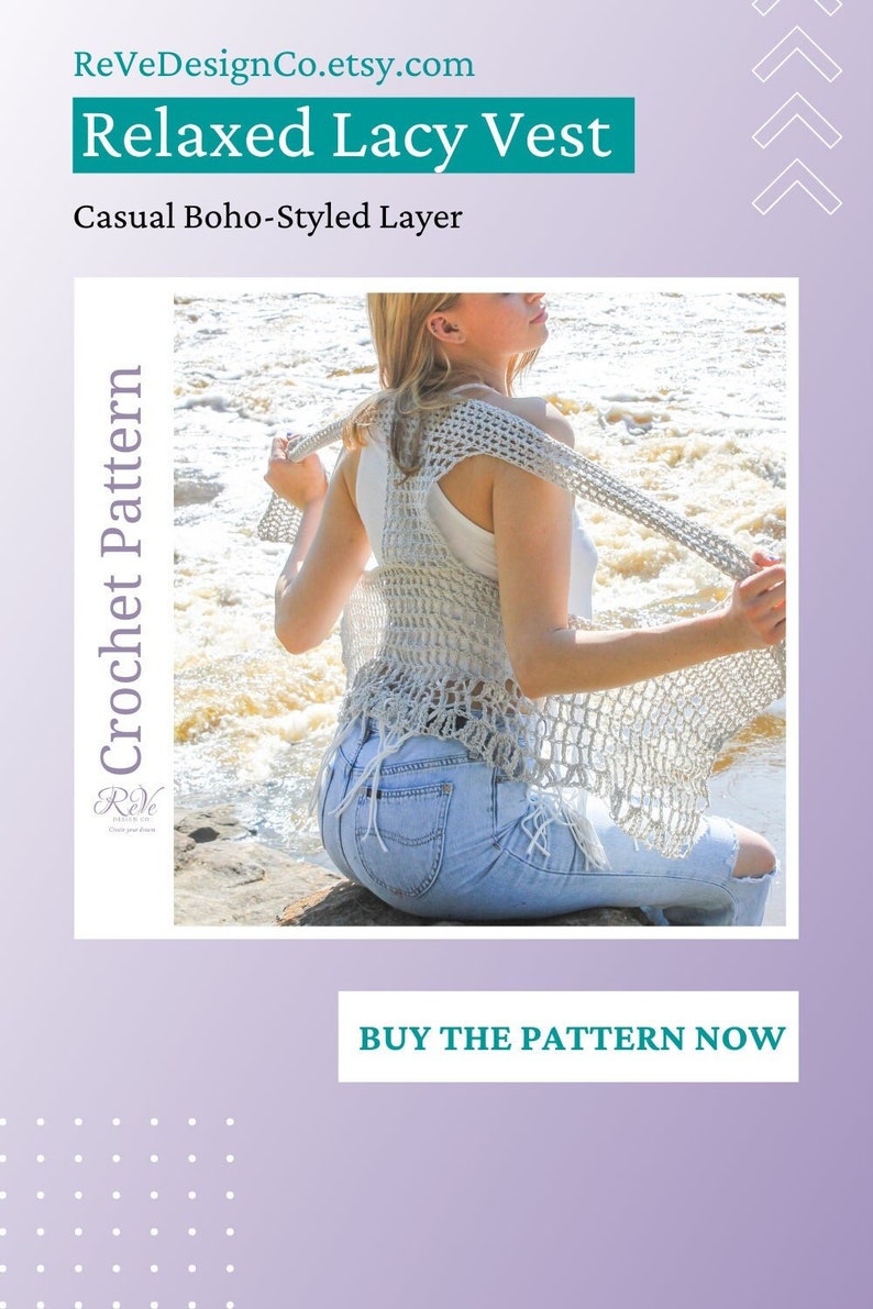 Boho Vest Crochet Pattern, Sleeveless Beach Jacket, Crochet Vest, Festival Vest image 1