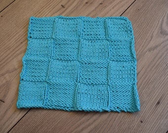 Knitted dish clot / wash cloth / cotton / Turquoise / Handmade / hand towel /Reusable / Cleaning Supplies / Ready to Ship