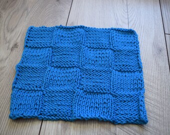 Knitted dish cloth / wash cloth / cotton / Cyan blue / Handmade / hand towel / Reusable / Cleaning Supplies / Ready to Ship