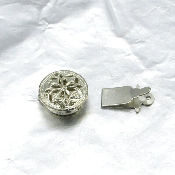 9mm Round Box Clasp, Sterling Silver Filigree 1-Strand Fastener