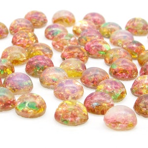 7mm Pink Glass Fire Opal Cabochons image 1