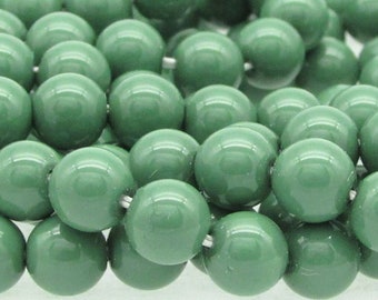 Round Preciosa Crystal Nacre Pearls, 6mm 8mm 10mm Opaque Sage Green Beads