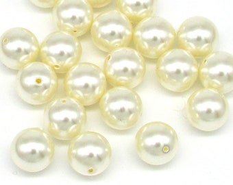 8mm Round Crystal Pearls, Opaque Creamrose Ball Beads, Pale Beige Spacers