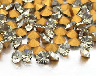 Tiny 24pp Black Diamond Foiled Rhinestones, 12ss Preciosa Chatons