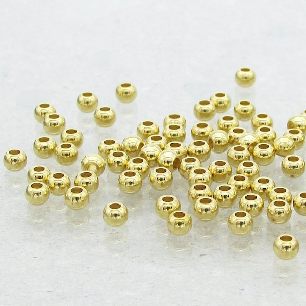 2.5mm Round Brass Beads, 100 Tiny Metal Spacers for Detailed Beadwork