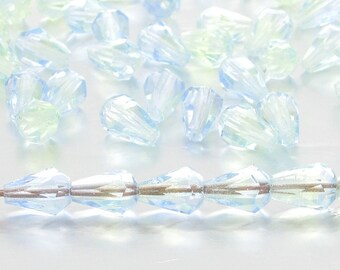 7x5mm 2-Tone Faceted Teardrops
