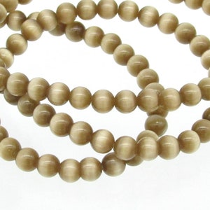 4mm Cats Eye Glass Beads, Tan or Black Fiber Optic Spacers (100)