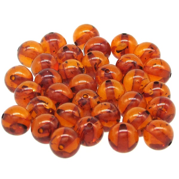 6mm Round Amber Gemstone Beads