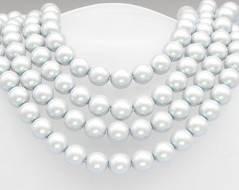 Pearlescent Grey Preciosa Crystal Nacre Pearls, 6mm 8mm Round Beads (25)