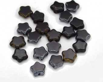 8mm Flat Stars, Czech Glass 2-Cut Window Beads (20)