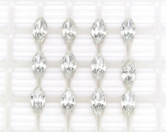 Rhinestone Navettes, 10x5mm 8x4mm Foiled Tin Table Cut Point Back Marquise Tapered Oval Gems