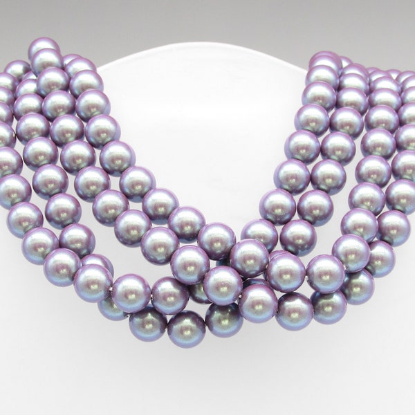 Pearlescent Violet Preciosa Crystal Nacre Pearls, 8mm Round Beads (25)