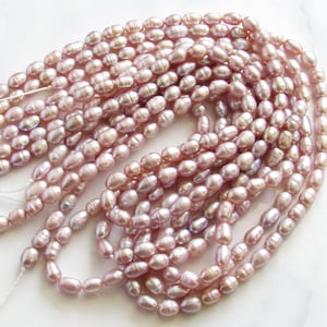 Mauve Baroque Oval Rice Pearls