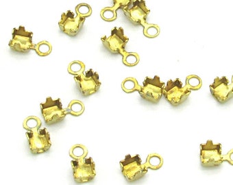 18pp Brass Cup Chain Connectors, 2.5mm Foldover Terminators for Rhinestone Chains 12 pcs