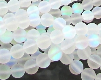 Matte Crystal AB Mermaid Glass 6mm 8mm 10mm Beads