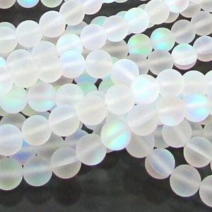 Matte Crystal AB Mermaid Glass 6mm 8mm 10mm Beads