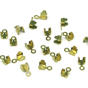 24pp Brass Cup Chain Connectors, Foldover Terminators for Rhinestone Chains 12 pcs