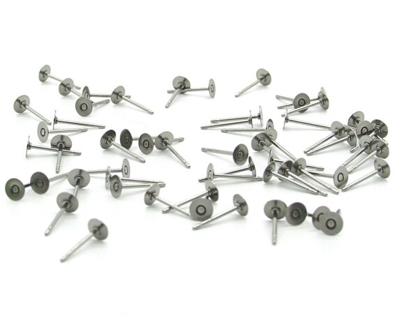 Surgical Steel earring posts 11mm 48 pieces 24 Pair
