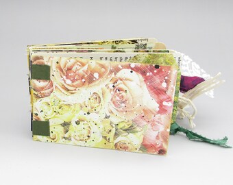 Pink Roses Mini Tag Junk Journal with Tab Binding