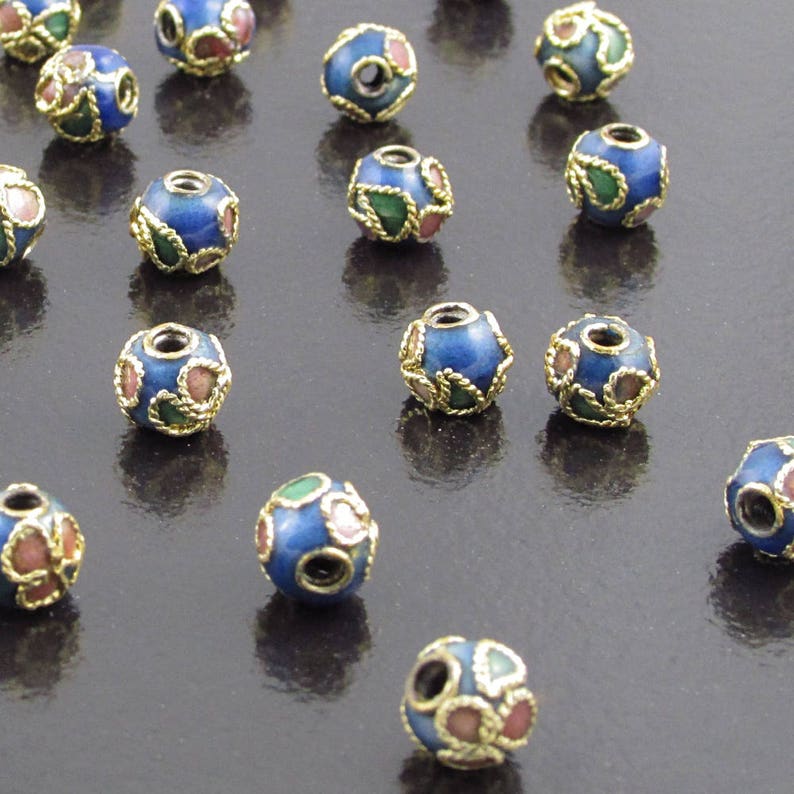 6mm Round Blue Cloisonne Beads Etsy