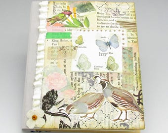 Handmade Junk Journal, Small Blank Diary with Pockets