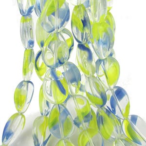 Flat Teardrop Beads, Yellow & Blue 18x12mm Pear (14)