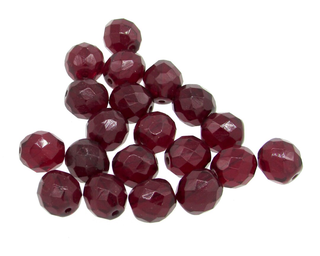 10mm Faceted Round Beads, Translucent Red - Etsy