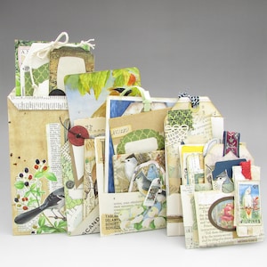 Bird Junk Journal Pockets, Handmade Ephemera Set