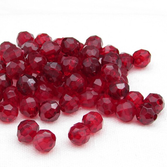 Red 8mm Faceted Plastic Beads