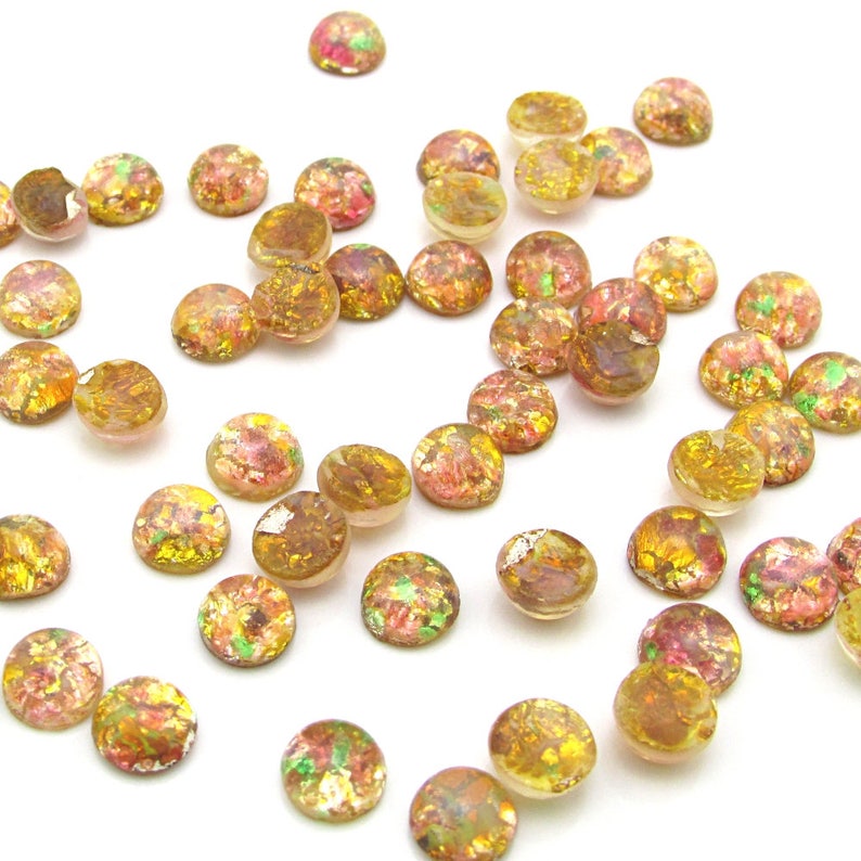 7mm Pink Glass Fire Opal Cabochons image 7