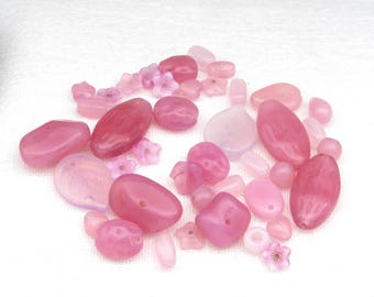 Vintage Pink Opal Glass Bead Mix