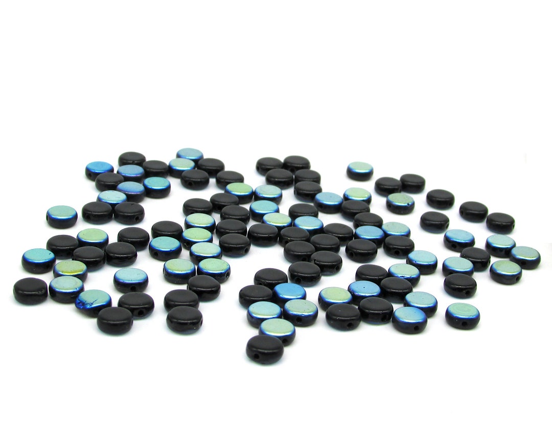 6mm Jet AB Czech Glass Tablet Beads 50 Etsy 日本