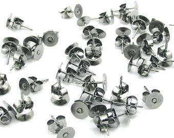 200 6mm Earring Posts Stainless Steel