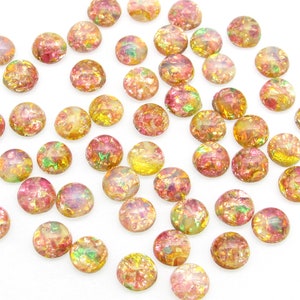 7mm Pink Glass Fire Opal Cabochons image 5