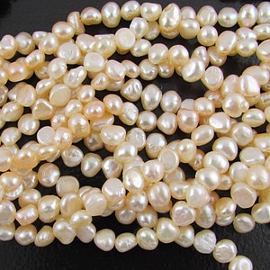 4mm-5mm Pale Peach Button Pearls