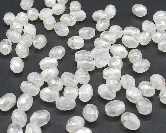 Vintage Frosted Matte White Givre Round Glass Beads 11mm 16