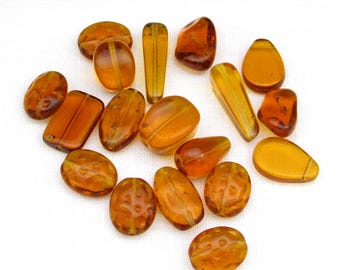 Vintage Topaz Brown Glass Bead Mix