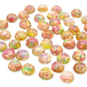 7mm Pink Glass Fire Opal Cabochons image 4