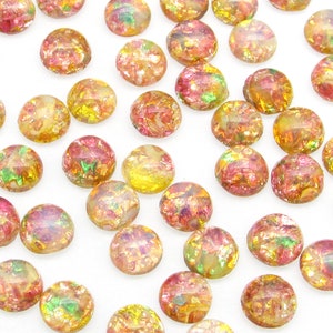 7mm Pink Glass Fire Opal Cabochons image 6