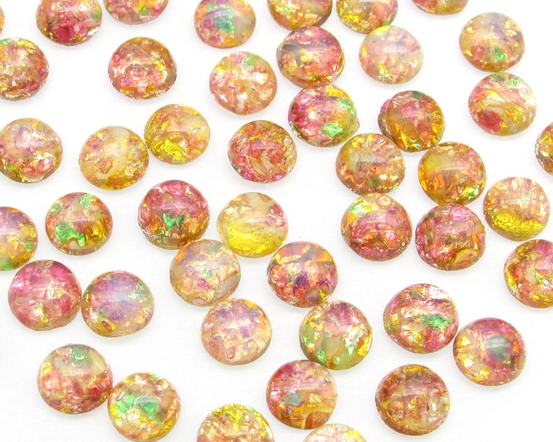 7mm Pink Glass Fire Opal Cabochons image 6