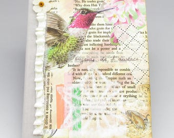 Handmade Junk Journal, Small Blank Diary with Pockets
