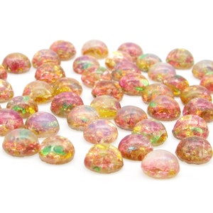 7mm Pink Glass Fire Opal Cabochons image 2