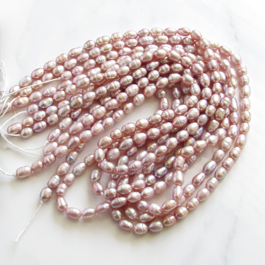 Mauve Baroque Oval Rice Pearls - Etsy