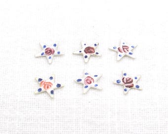 Flat Star Enameled Steel Cabochons