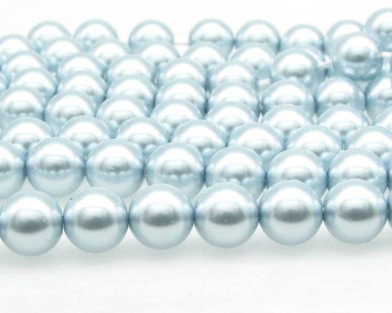 Light Blue Preciosa Crystal Nacre Pearls, 6mm 8mm 10mm Rounds