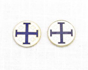 19.5mm Jerusalem Cross Cloisonne Coin