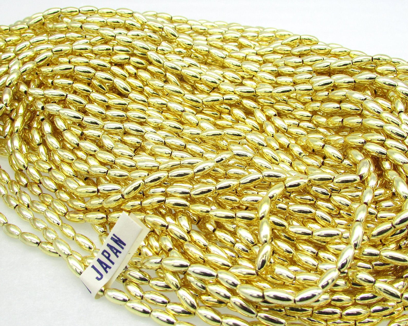 6x3mm Oval Beads Metallic Gold Rice Pearls 60 Strand Etsy